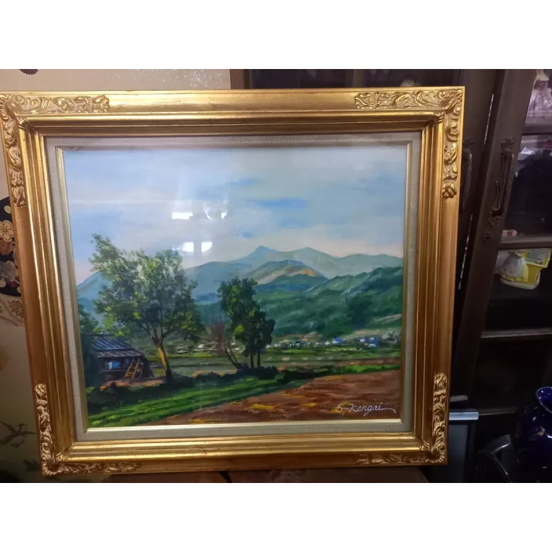 Tranh Phong cảnh Nhật Bản, Tranh sơn dầu phong cảnh núi Takai có chữ kĩ họa sĩ. Hàng sách 576337