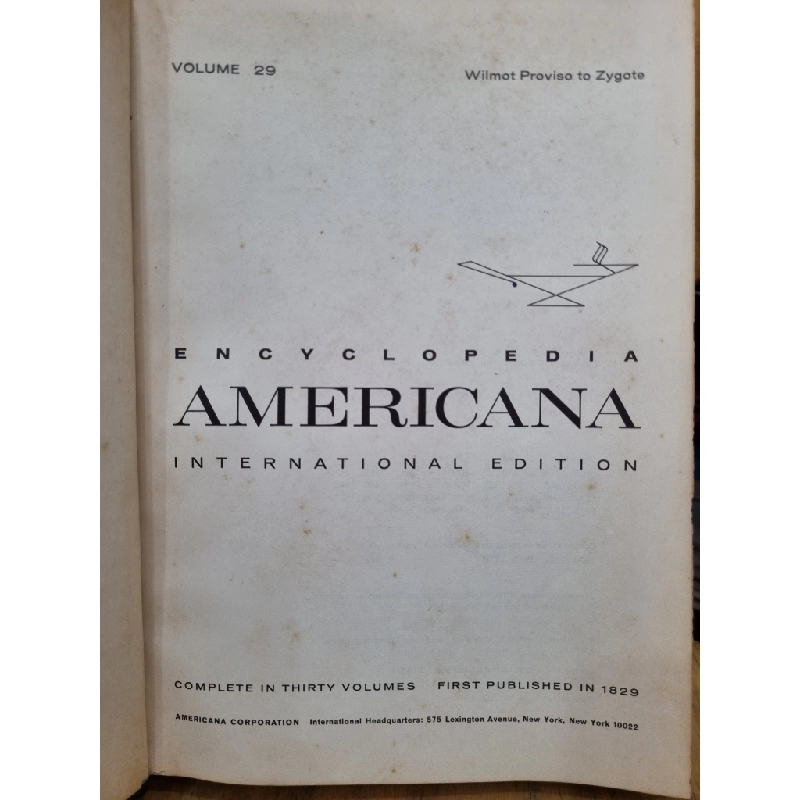 ENCYCLOPEDIA AMERICANA (VOLUME 29) - WILMOT PROVISO TO ZYGOTE 119939