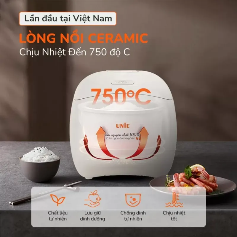 UNIE URC815 – Nồi cơm lòng gốm tự nhiên, cơm ngon đúng vị – cháy giòn mê ly! 726284