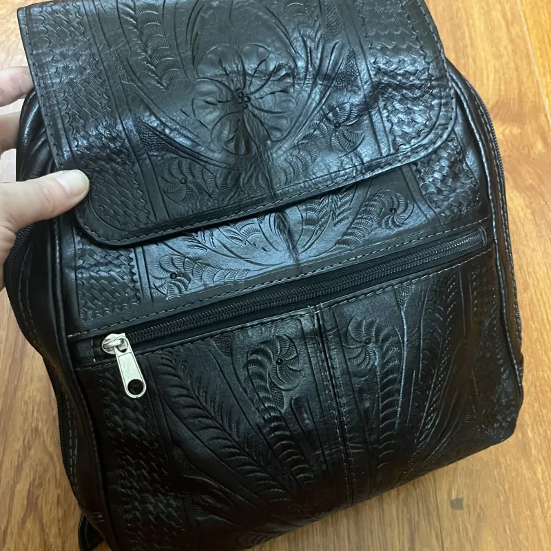 Balo nữ 24x32x11 da mộc khắc 2hand 992664