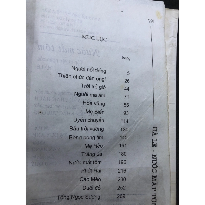 Nước mắt tôm 2005 mới 60% ố bẩn nhẹ Hà Lê HPB0906 SÁCH VĂN HỌC 915275