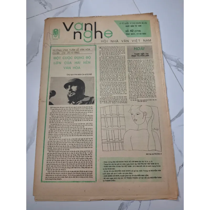 Báo Văn Nghệ Số 42 (17-10-1992) - Phan Thị Vàng Anh, Fidel Castro - Báo chí 960366