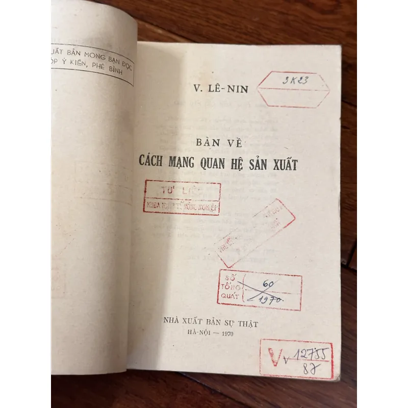 | BÀN VỀ CÁCH MẠNG QUAN HỆ SẢN XUẤT | 1036761