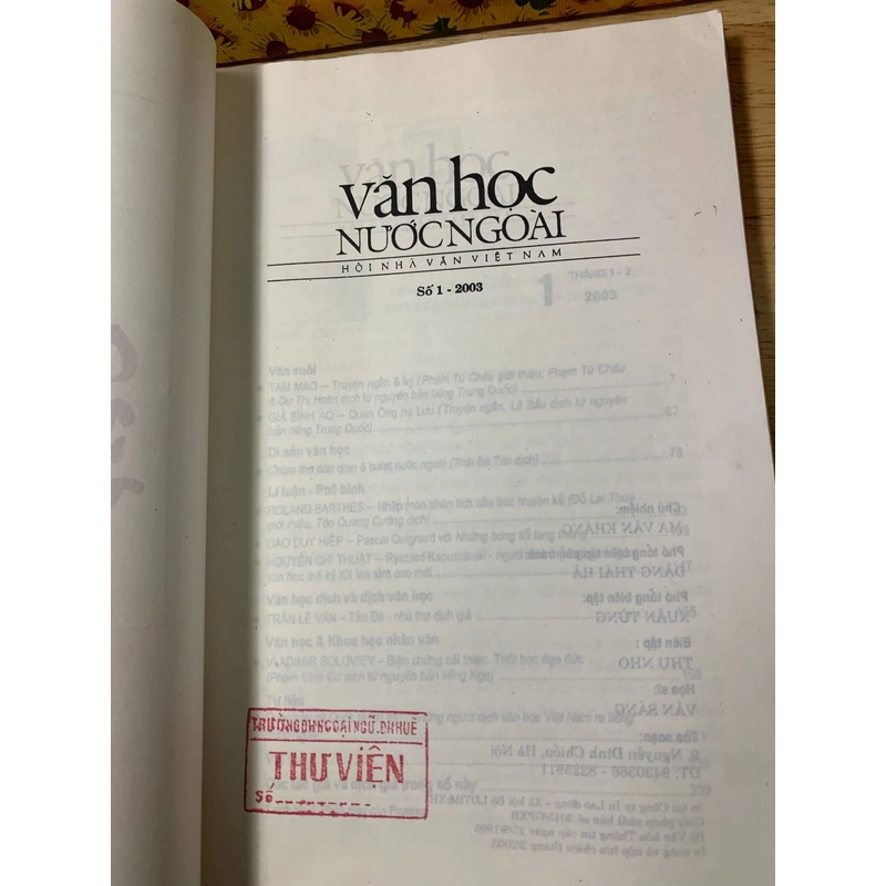 Tạp Chí Văn Học Nước Ngoài - Số 1 2003 538894