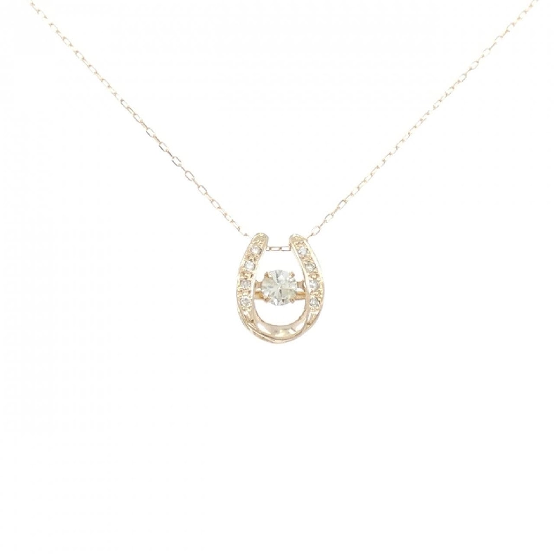 K18PG Nhẫn móng ngựa kim cương dây chuyền 0.18CT - Hàng hiệu Authentic 859990