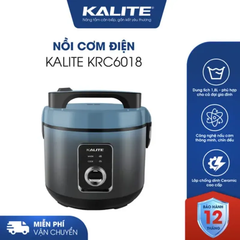 Nồi cơm điện KALITE KRC6018 700W chống dính dung tích 1,8L 589154