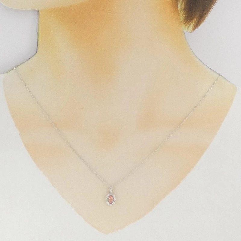 K18WG Đá Rhodochrosite Dây Chuyền 0.25CT - Hàng hiệu Chính hãng 856384