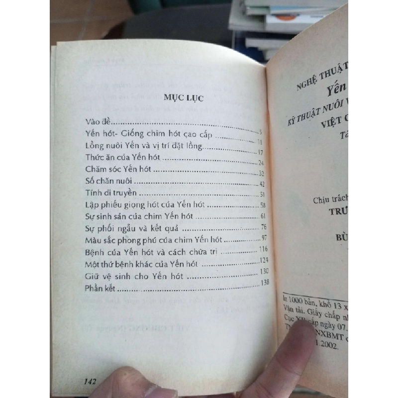 Nghệ thuật nuôi chim yến hót - Việt Chương 2002 (Sách kỹ năng) VAVO1304-A0 1012187