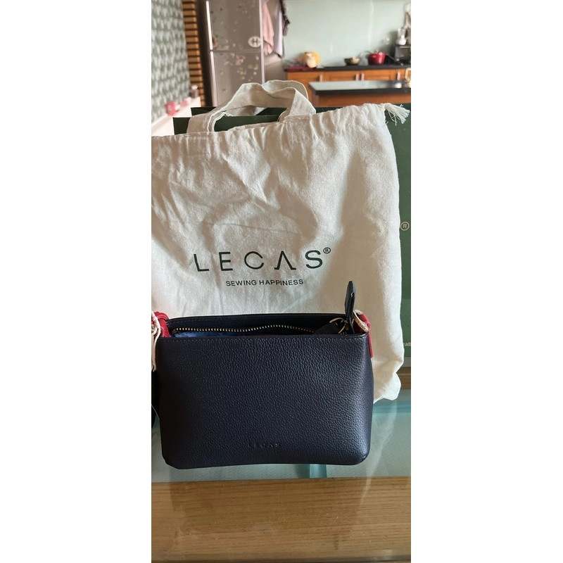 Túi Đeo Chéo Da Thật LECAS, màu xanh đen đỏ như hình 548478