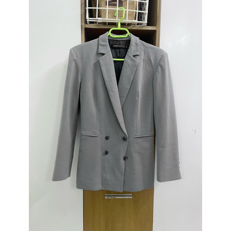 Áo blazer màu xám 2 lớp dày dặn đứng form chất vài mềm, form menwear size S/M 154271