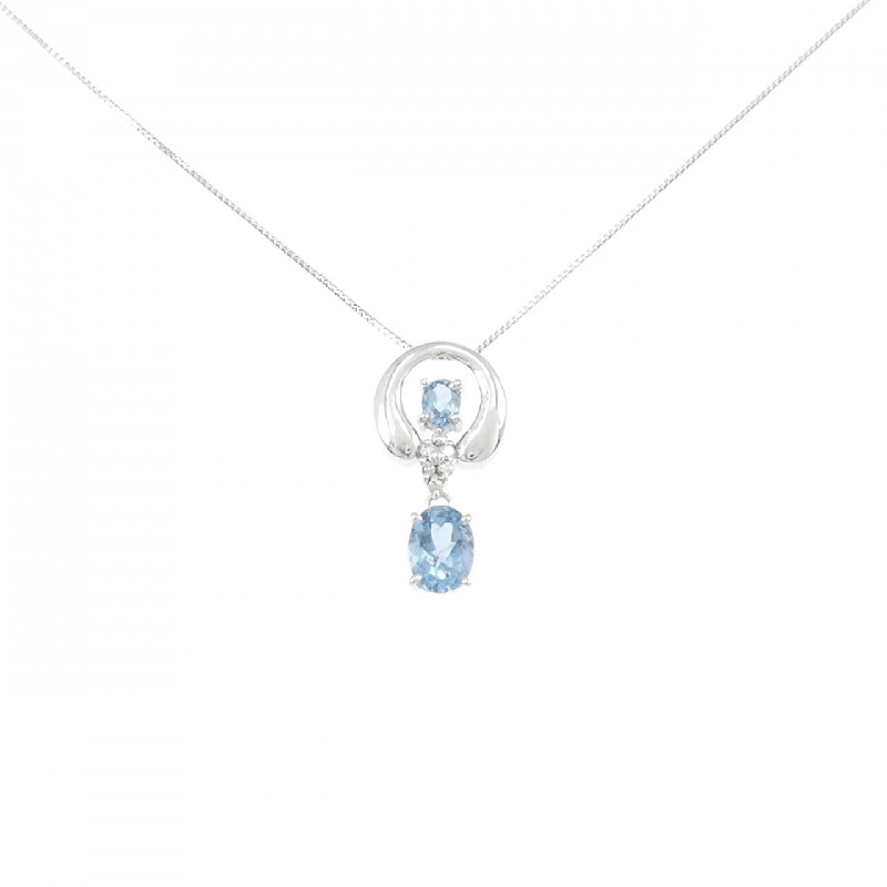K18WG Aquamarine Necklace 0.86CT - Hàng hiệu Authentic 858593