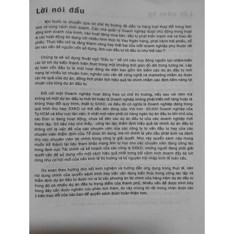 Lập - Thấm định hiệu quả tài chính Dự án đầu tư, 528398