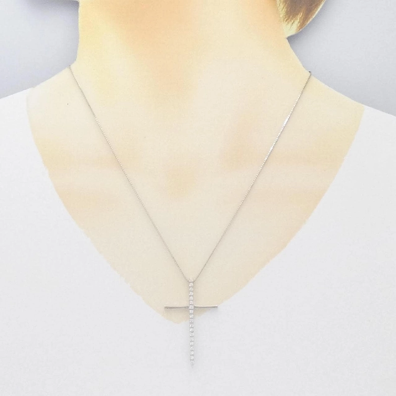 K18WG Dây chuyền kim cương chéo 0.28CT - Hàng hiệu Chính hãng 863273