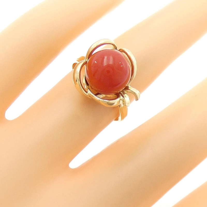 Nhẫn san hô K18YG 9.5mm 667546