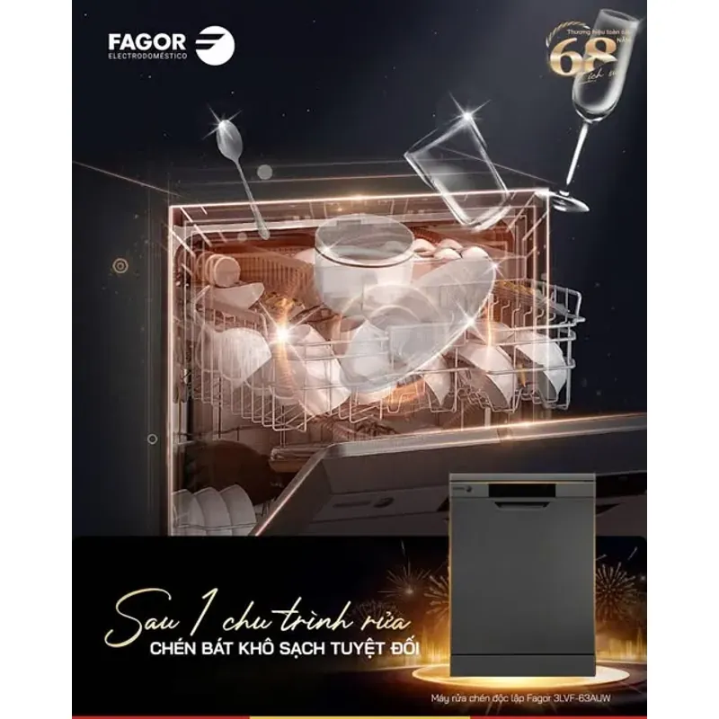 MÁY RỬA BÁT FAGOR 3LVF-63AUW – RỬA SẠCH SÂU, TIẾT KIỆM NƯỚC, NHÀN TÊN HƠN MỖI NGÀY 733356