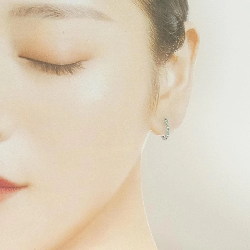 K18WG Emerald Hoop Earrings - Hàng hiệu Authentic 868749