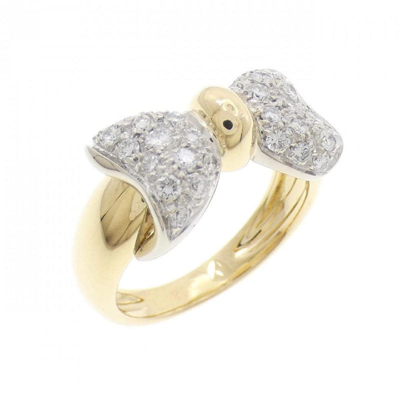 Nhẫn kim cương 750YG/750WG hình ruy băng 0.52CT - Hàng hiệu chính hãng 848562