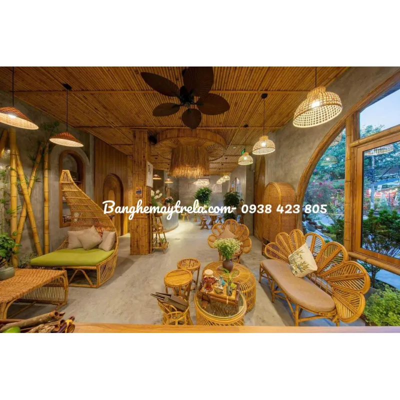 Bàn ghế mây tự nhiên cho spa 693793