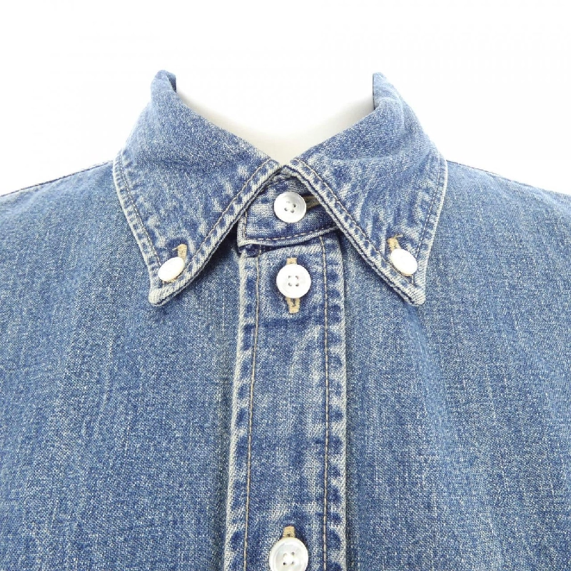 セリーヌ CELINE Áo sơ mi cropped denim wash đại dương liên minh Trionf 2T187459N - Hàng hiệu Authentic 814775