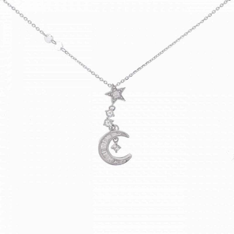 K18WG Mặt trăng × Ngôi sao Dây chuyền kim cương 0.20CT - Hàng hiệu Chính hãng 861114