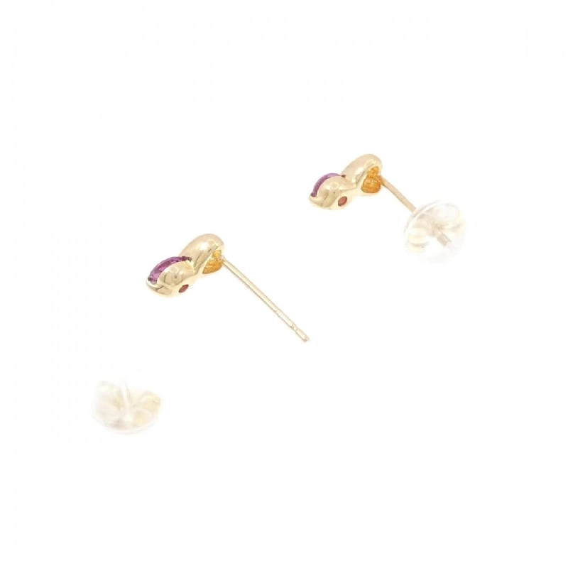 K18YG Bông tai Garnet hình trái tim - Hàng hiệu Chính hãng 873133