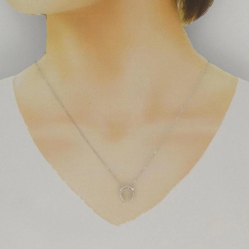 K18WG Móng ngựa Dây chuyền kim cương 0.19CT - Hàng hiệu Chính hãng 857748