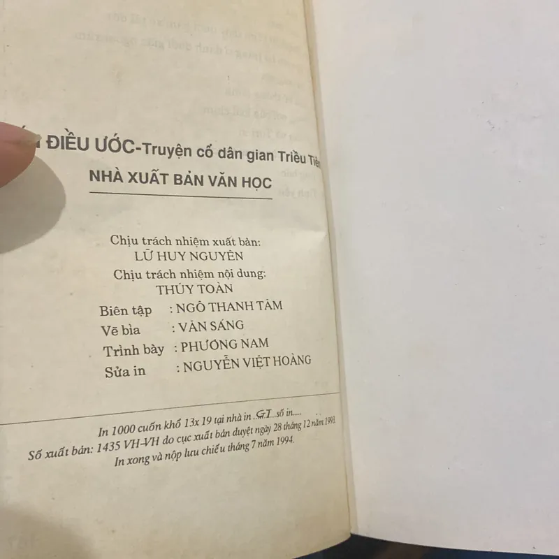 TRUYỆN CỔ DÂN GIAN TRIỀU TIÊN - BỐN ĐIỀU ƯỚC (XB 1994) 597741