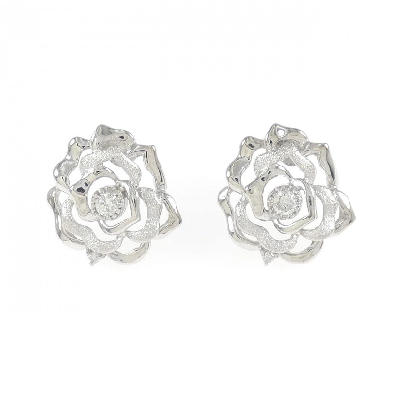 K18WG Hoa Hồng Bông Tai Kim Cương 0.14CT - Hàng hiệu Chính hãng 864410