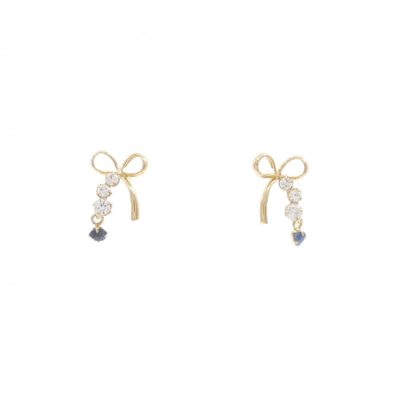 K18YG Ruy băng Sapphire Bông tai - Hàng hiệu Chính hãng 867899