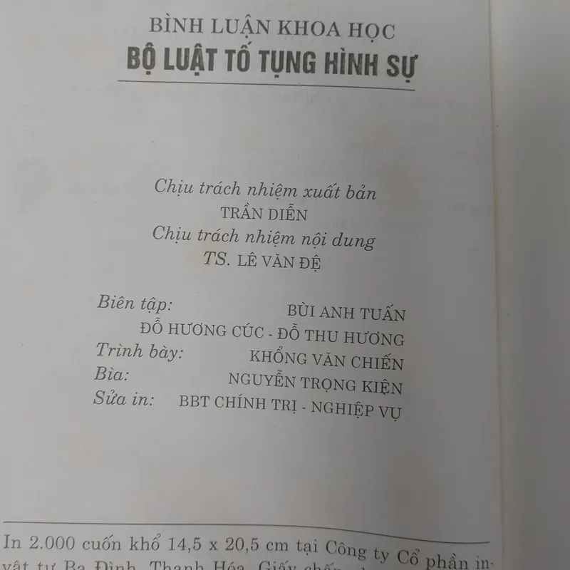 BỘ LUẬT TỐ TỤNG HÌNH SỰ  704107