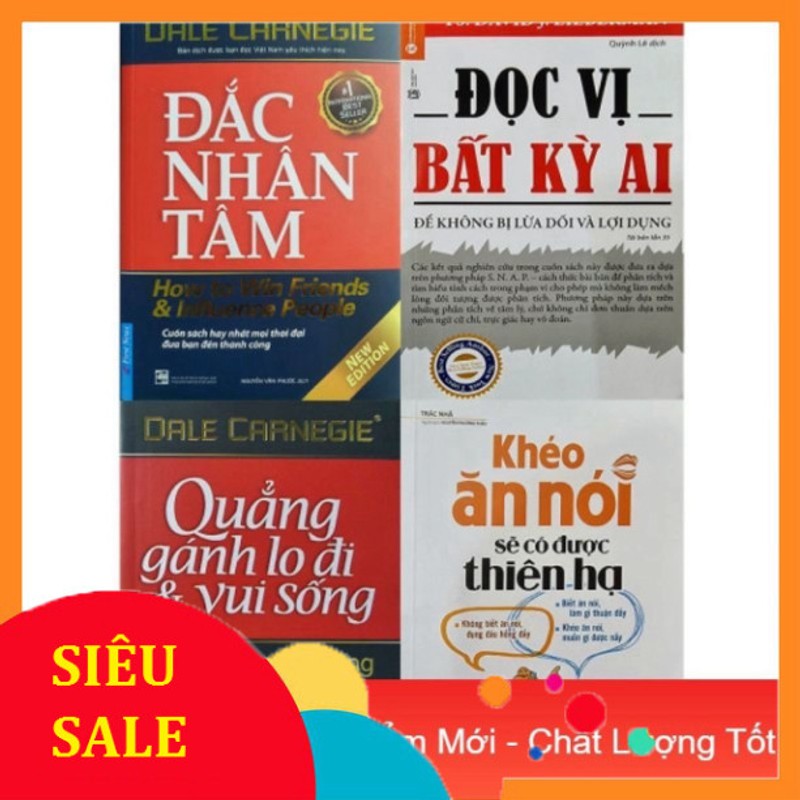 Combo Đắc nhân tâm, đọc vị bất kỳ ai, quẳng gánh lo đi & vui sống, khéo ăn nói 141812