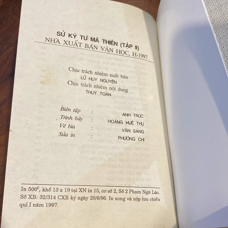 SỬ KÝ TƯ MÃ THIÊN - TRỌN BỘ 2 TẬP, XB 1997 473465