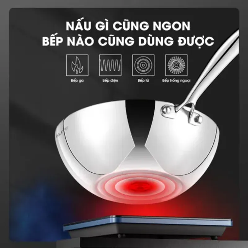 Chảo inox 304 lòng sâu Kalite KWP2501 chống dính chống xước 572278