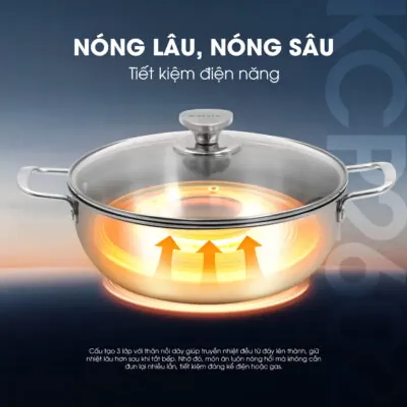 Nồi inox liền khối cao cấp đa năng KALITE KCP2602 – Size 26cm, hiệu suất bắt từ 98%, mới 706241