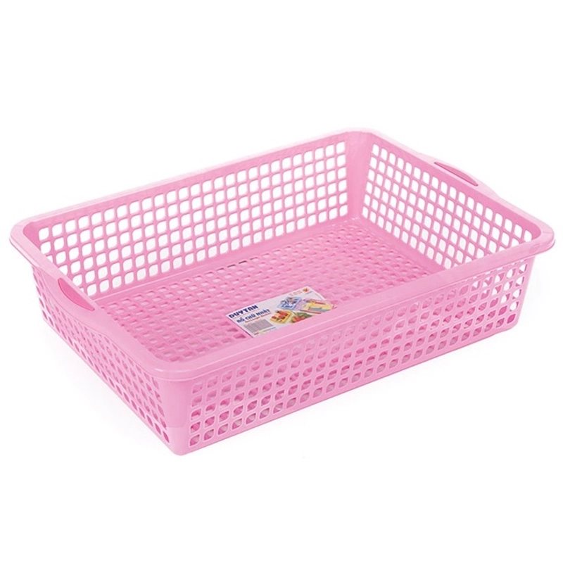 Rổ nhựa hình chữ nhật kích thước 38x26x9 cm - Mã số 1090 338204