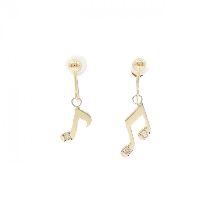 K18YG Nốt nhạc Bông tai Kim cương 0.05CT - Hàng hiệu Chính hãng 869592