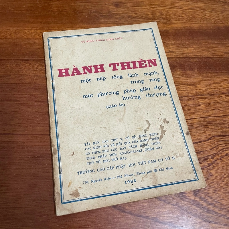 [Sách Xưa] - II Tựa sách: Hành Thiền (Giáo Án) - Tỳ Kheo Thích Minh Châu - 1988 494208