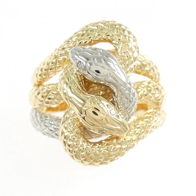 Nhẫn kim cương rắn K18YG/PT900 0.02CT 665410