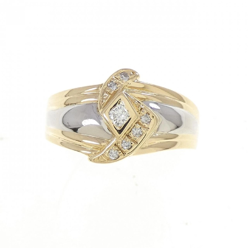 Nhẫn kim cương K18YG/PT900 0.10CT 666814