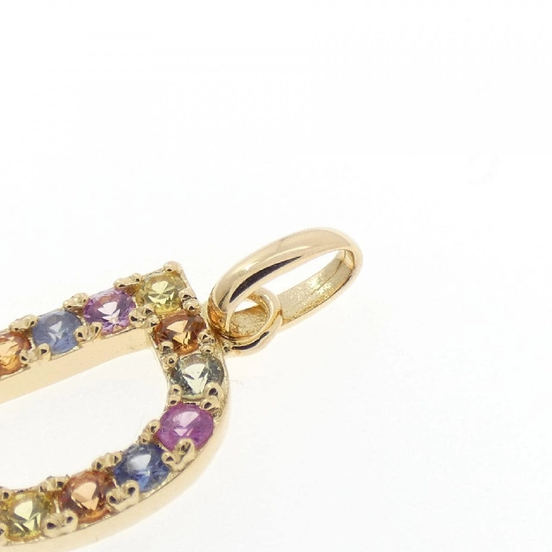 K18YG Chữ cái D Mặt dây chuyền Sapphire 0.24CT - Hàng hiệu Chính hãng 864232