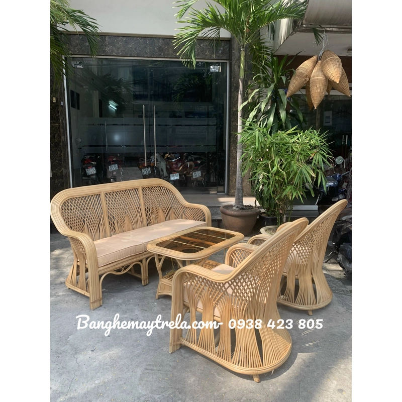 Sofa mây tự nhiên cây đóng hiện đại 531950