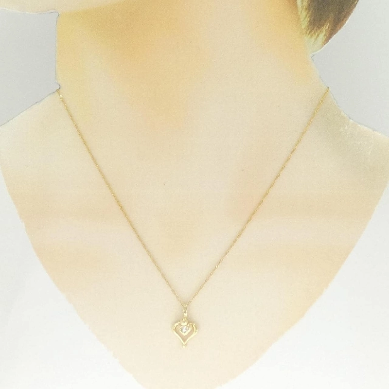 K18YG Dây chuyền kim cương hình trái tim 0.05CT - Hàng hiệu Authentic 858674