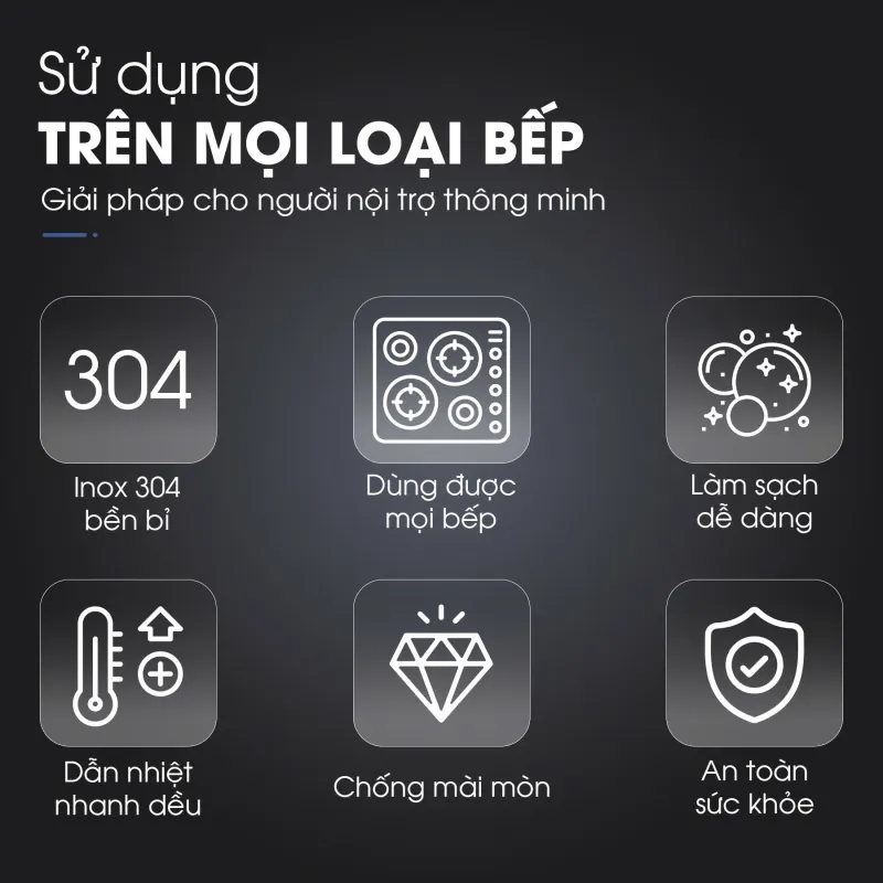 ⚡ Quánh inox Kalite – Lòng sâu, 3 lớp giữ nhiệt đều, chống cong vênh 788017