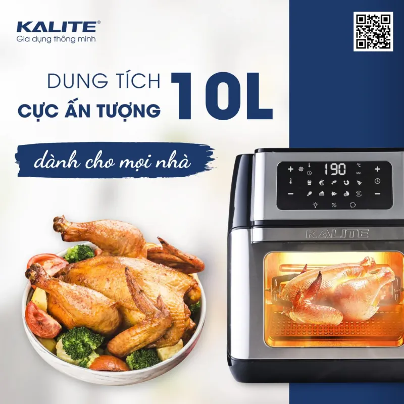 Nồi chiên không dầu KALITE Q10 10 lít, trục xiên quay, nhiều phụ kiện 796479