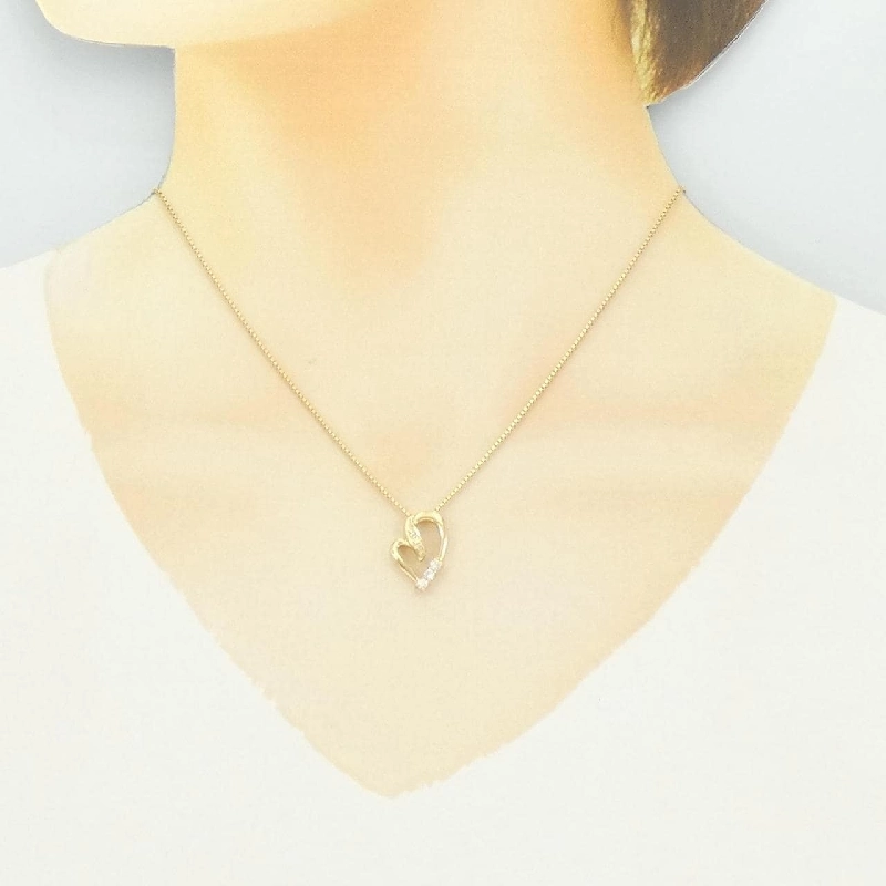 K18YG Dây chuyền kim cương hình trái tim 0.16CT - Hàng hiệu Chính hãng 860834