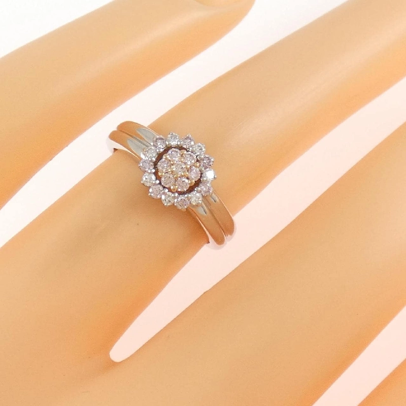 Nhẫn kim cương hoa PT900/K18PG 0.20CT 666979