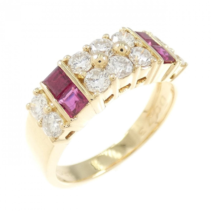 Nhẫn ruby K18YG hoa 0.64CT 667339