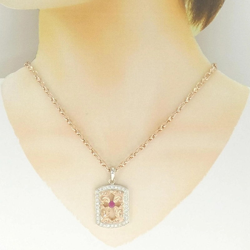 Dây chuyền ruby 14KPG/14KWG/585PG - Hàng hiệu Authentic 858878