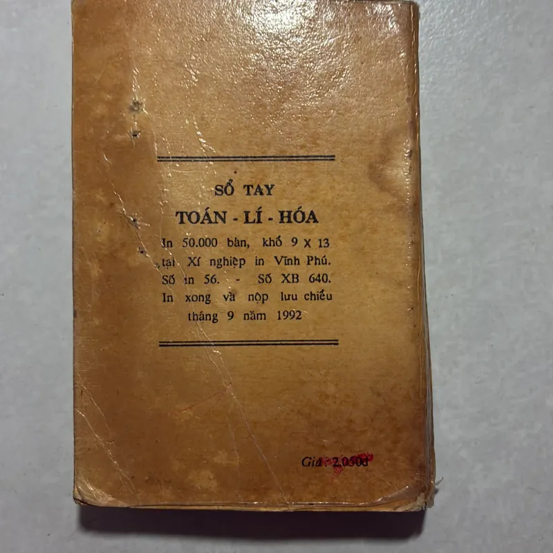 Số tay Toán lý hóa - 1992s 756283