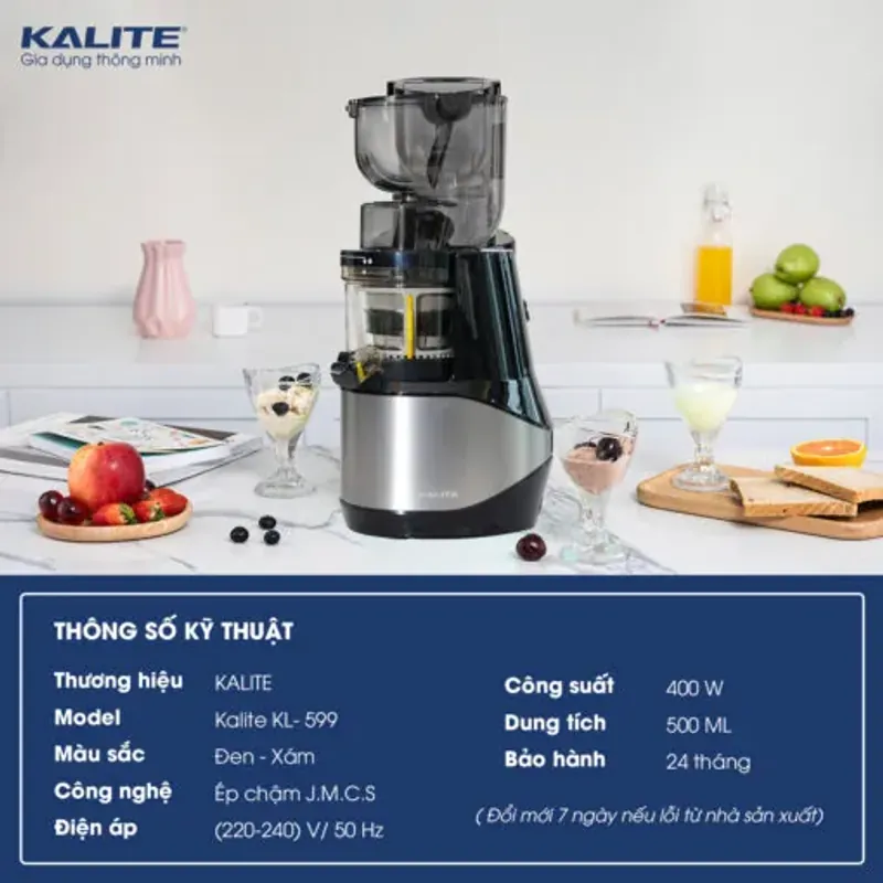 Máy ép chậm KALITE KL-599 màu đen-bạc chính hãng mới 100% 574505